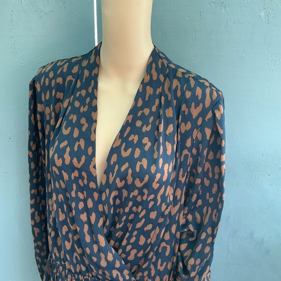 RACHEL Rachel Roy Faux Wrap Cheetah Black and Brown Long Sleeve Dress - Picture 5 of 14